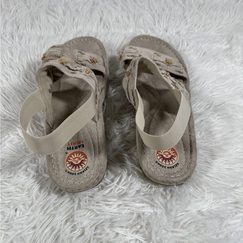 Earth Spirit Gelron 2000 Women's Sandals Size 11 Opal Beaded Leather Heel Strap - Picture 5 of 9